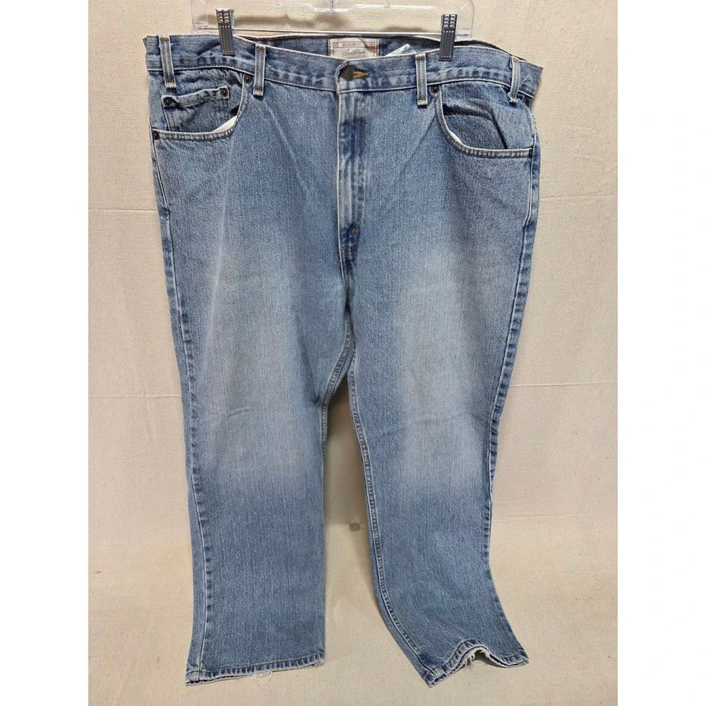 Levi Strauss Signature Mens Regular Fit Light Wash Straight Leg Jeans 42x30